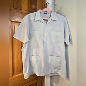 Romani Vintage Men's Light Gray Guayabera Short Sleeve Shirt Sz XL